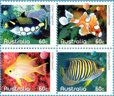 Australia-2010-Fishes-of-the-Reef-Part-I-4-x-60-cent-Multi-P14-x-14-4-Fish