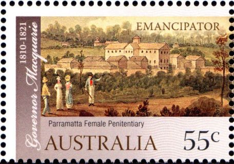 Australia-2010-Governor-Lachlan-Macquarie-Bicentennary-55-cent-Multi-P14-6-x-13-86-Emancipator-Paramatta-Female-Penitentiary-SG3348