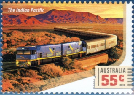 Australia-2010-Great-Australian-Railway-Journeys-55-cent-Multi-P13-86-x-14-6-The-Indian-Pacific