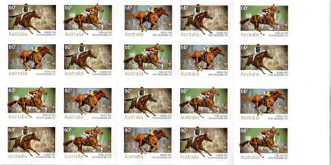 Australia-2010-Melbourne-Cup-number-150-20-x-60-cent-Multi-PDie-cut-Twenty-stamps-of-60-cents-each