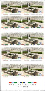 Australia-2010-National-Service-Memorial-Canberra-10-x-60-cent-Multi-Pdie-cut-Booklet-of-10-self-adhesive