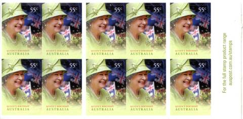 Australia-2010-Queens-Birthday-2010-10-x-55-cent-Multi-PDie-cut-Ten-of-5487-in-2-horizontal-rows-of-5