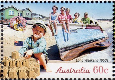 Australia-2010-The-Long-Weekend-60-cent-Multi-P13-86-x-14-6-Sandcastle-on-the-beach