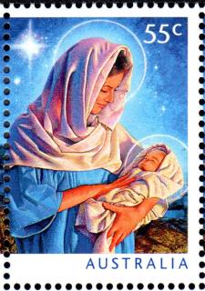 Australia-2011-Christmas-2011-55-cent-Multi-P14-6-x-13-86-Mary-with-Jesus