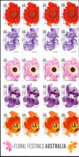 Australia-2011-Floral-Festivals-Australia-20-x-60-cent-Multi-PDie-cut-All-5-designs-5640-to-5644-inclusive