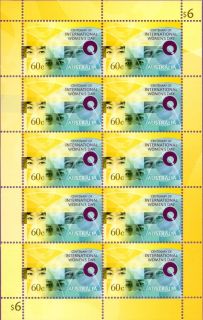 Australia-2011-International-Womens-Day-100-years-10-x-60-cent-Multi-P14-6-x-13-86-10-of-5632-SG