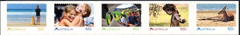 Australia-2011-Living-Australia-5-x-60-cent-Multi-Pdie-cut-Five-stamps-each-60-cents-of-designs-5793-7-incl-