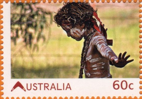 Australia-2011-Living-Australia-60-cent-Multi-P13-86-x-14-6-Little-Mans-Business-aborigine-boy-dancing-SG3618