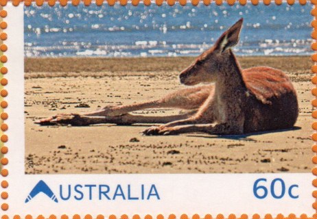 Australia-2011-Living-Australia-60-cent-Multi-P13-86-x-14-6-This-is-So-Relaxing-kangaroo-lying-relaxed-on-beach-SG3619