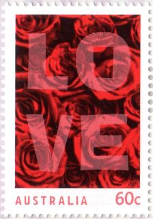 Australia-2011-Love-2011-60-cent-Multi-P13-86-x-14-6-Red-rose-under-faint-word-LOVE-SG3528