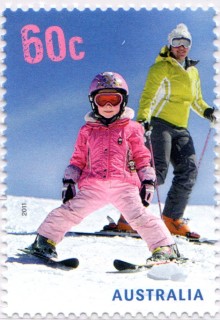 Australia-2011-Skiing-60-cent-Multi-P14-6-x-13-86-Beginner-on-gentle-slope