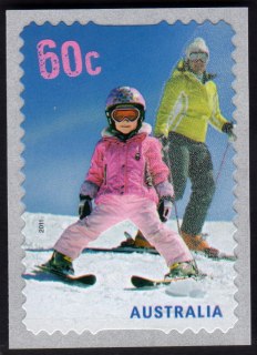 Australia-2011-Skiing-60-cent-Multi-PDie-cut-Same-design-as-5701-SG