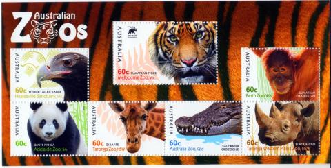 Australia-2012-Australian-Zoos-cent-Multi-P13-86-x-14-6-All-six-designs-5878-to-5884-on-background-of-tiger-skin-SGMS3860