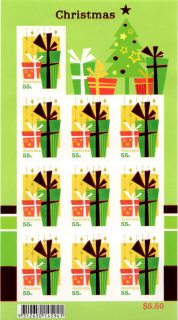 Australia-2012-Christmas-2012-10-x-55-cent-Multi-Pdie-cut-Self-adhesive-group-of-10-to-design-5904