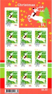 Australia-2012-Christmas-2012-10-x-55-cent-Multi-Pdie-cut-Self-adhesive-group-of-10-to-design-5905