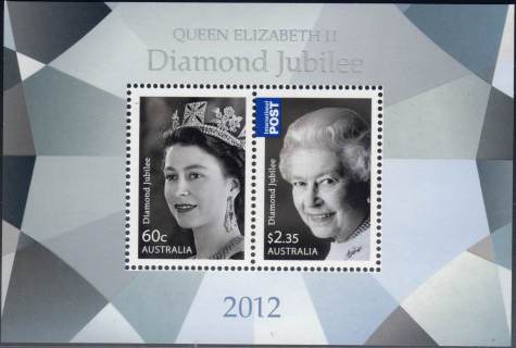 Australia-2012-Diamond-Jubilee-QEII-2-95-dollar-Greyscale-bue-silver-foil-P14-6-x-13-86-One-stamp-of-each-design-5801