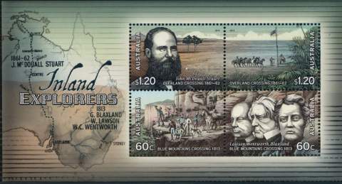 Australia-2012-Inland-Explorers-3-6-dollar-Multi-P13-86-x-14-6-All-four-stamps-5840-to-5843-incl