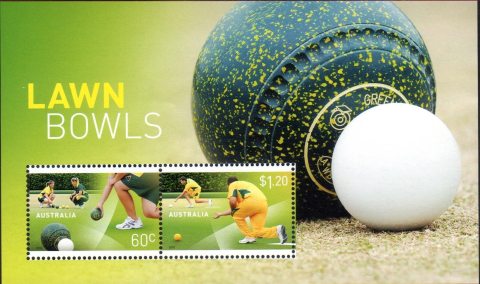 Australia-2012-Lawn-Bowls-Australia-1-8-dollar-Multi-P14-6-x-13-86-One-each-of-5914-and-5915-on-background-with-large-lawn-bowl-next-to-kitty-SGMS3895