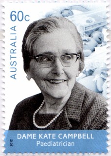 Australia-2012-Medical-Doctors-60-cent-Greyscale-with-blue-P14-6-x-13-86-Dame-Kate-Campbell-1899-1986