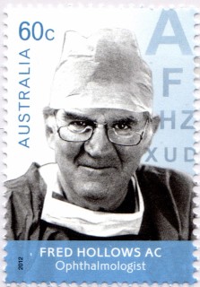 Australia-2012-Medical-Doctors-60-cent-Greyscale-with-blue-P14-6-x-13-86-Professor-Fred-Hollows-AC-1929-1993