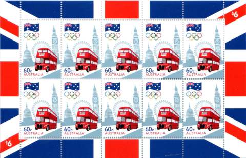 Australia-2012-Olympic-Games-2012-The-Road-to-London-10-x-60-cent-Red