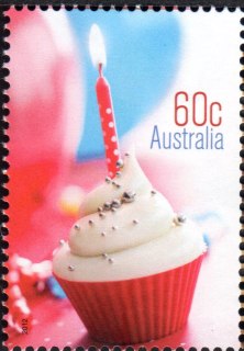 Australia-2012-Precious-Moments-60-cent-Multi-P14-6-x-13-86-Cupcake-in-bright-colours-SG3686