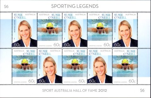 Australia-2012-Sporting-legends-first-of-a-series-to-follow-10-x-60-cent-Multi-P14-6-x-13-86-Alternation-on-two-rows-of-5-of-sheet-stamps-5911-and-5912-SG