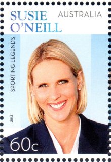 Australia-2012-Sporting-legends-first-of-a-series-to-follow-60-cent-Multi-P14-6-x-13-86-Portrait-of-swimmer-Susie-ONeill