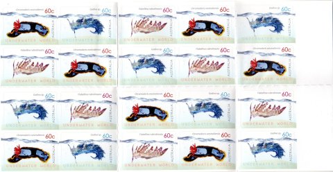 Australia-2012-Underwater-world-20-x-60-cent-Multi-PDie-cut-Nudibranchs-images-from-Clay-Bryce-Booklet-with-20-self-adhesive-stamps-with-5-each-of-60-cent-designs-5820-to-5822