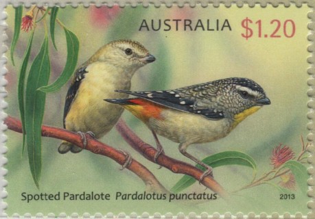 Australia-2013-Australian-Birds-Series-IV-Pardalotes-1-2-dollar-Multi-P13-86-x-14-6-Spotted-pardalote-Pardoalotus-punctuatus-SG3993