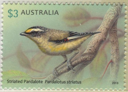 Australia-2013-Australian-Birds-Series-IV-Pardalotes-3-dollar-Multi-P13-86-x-14-6-Striated-pardalote-Pardoalotus-striatus-SG3995