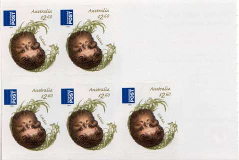 Australia-2013-Bush-Babies-II-8-75-dollar-Multi-PDie-cut-Five-of-design-596-Echidna-Other-booklets-not-shown-were-issued-5961