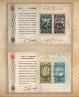 Australia-2013-Melbourne-Stamp-Show-2013-100-years-of-Cwth-Stamps-4-x-2-dollar-Multi-P13-86-x-14-6-Central-portion-of-sheets-set-only-shown-SG