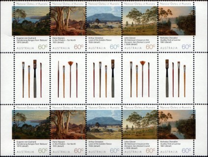 Australia-2013-National-Gallery-of-Australia-landscapes-20-x-60-cent-Multi-P14-6-x-13-86-Two-rows-of-5-stamps-design-5953-to-5957-incl-