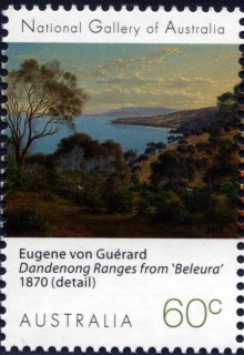 Australia-2013-National-Gallery-of-Australia-landscapes-60-cent-Multi-P14-6-x-13-86-Eugene-von-Gueard-artist