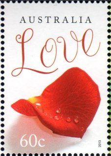 Australia-2013-Special-Occasions-Greetings-2016-60-cent-Multi-P14-6-x-13-86-Red-rose-petal-and-scrolled-word-Love-SG3920