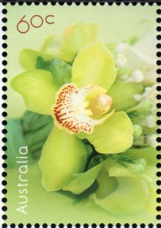 Australia-2013-Special-Occasions-Greetings-2017-60-cent-Multi-P14-6-x-13-86-Green-petalled-cymbidium-orchid-SG3921