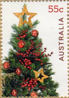 Australia-2011-Christmas-2011-55-cent-Multi-P14-6-x-13-86-Christmas-tree-55c-SG3672