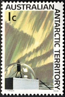 AAT-1966-Antarctic-Activities-1-cent-Multi-P13-50-AAT-Aurora-and-camera-dome-shades-SGA8