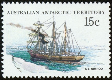 AAT-1981-Ships-of-the-Antarctic-15-cent-Multi-P13-x-13-5-AAT-Nimrod-stern-view-Shackleton-SGA42