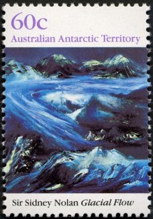 AAT-1989-Antarctic-Landscape-paintings-by-Sir-Sidney-Nolan-60-cent-Multi-P14-x-13-5-AAT-Glacial-Flow-SGA86