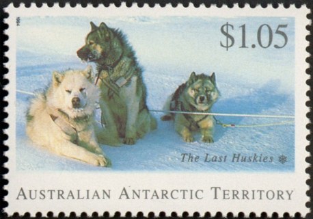 AAT-1994-Departure-of-Husky-Dogs-from-Antarctica-1-05-dollar-Multi-P14-50-AAT-Dogs-on-leads-SGA107