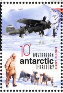 AAT-2001-Centenary-of-Australia-in-Antarctic-10-cent-Multi-P14-6-x-13-86-AAT-Lockheed-Vega-aircraft-and-dog-team-SGA138