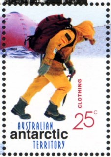 AAT-2001-Centenary-of-Australia-in-Antarctic-25-cent-Multi-P14-6-x-13-86-AAT-Antarctic-clothing-and-apple-hut-SGA146