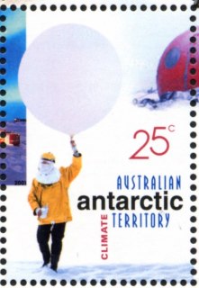 AAT-2001-Centenary-of-Australia-in-Antarctic-25-cent-Multi-P14-6-x-13-86-AAT-Scientist-with-weather-balloon-SGA145