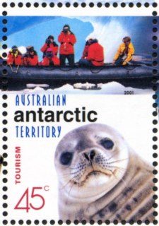 AAT-2001-Centenary-of-Australia-in-Antarctic-45-cent-Multi-P14-6-x-13-86-AAT-Weddell-seal-and-tourists-SGA150