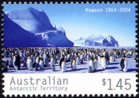 AAT-2004-Mawson-Station-1954-2004-1-45-dollar-Multi-P13-86-x-14-6-AAT-Auster-penguin-rookery-SGA167