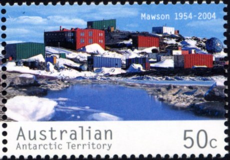 AAT-2004-Mawson-Station-1954-2004-50-cent-Multi-P13-86-x-14-6-AAT-Mawson-buildings-2004-SGA165