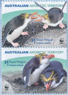 AAT-2007-Royal-Penguins-WWF-2-x-1-dollar-Multi-P14-6-x-13-86-AAT-Royal-Pengiun-Eudyptes-schlegeli-se-tenant-vertical-pair-8190-and-8191-SG