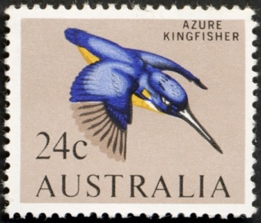 Australia-1966-Azure-Kingfisher-24-cent-ultramarine